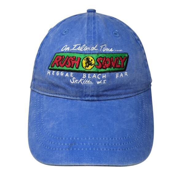 Rush Slowly Reggae Beach Bar Strapback Hat Blue One Size J. America - Picture 1 of 10